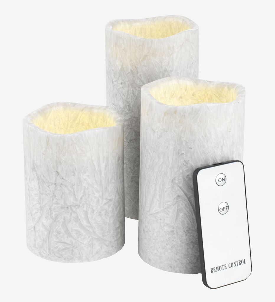 LED Candle LAVA white pack of 3 - JYSK