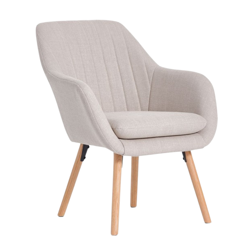 Armchair UDSBJERG beige fabric/oak - JYSK