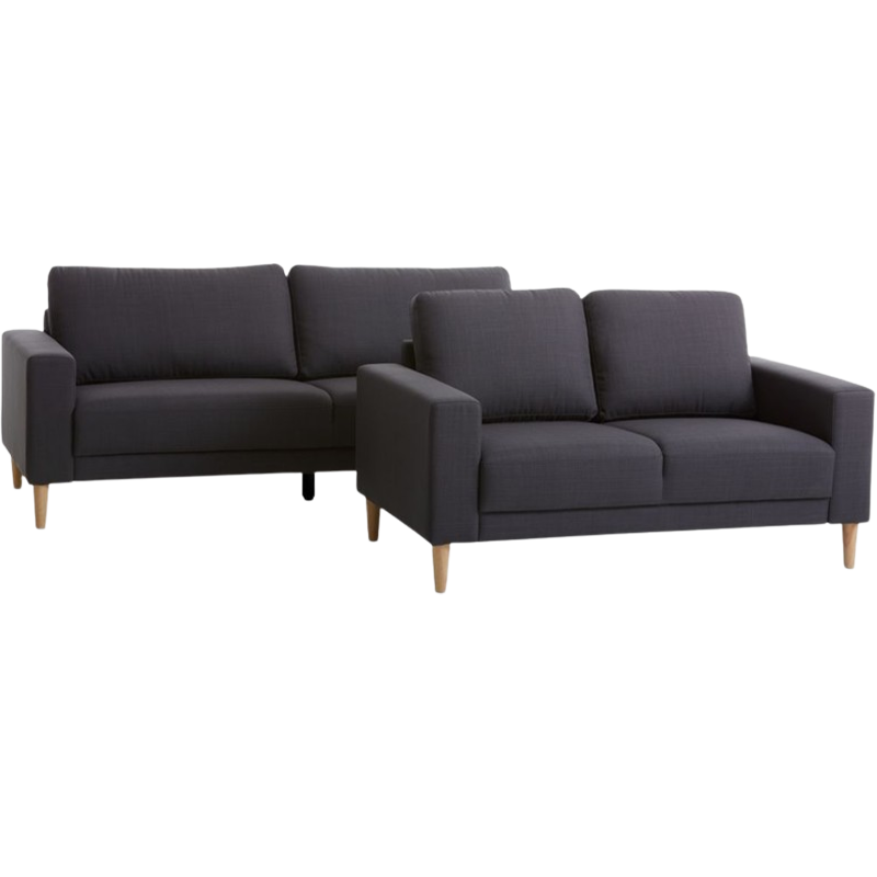 Sofa set EGENSE 2 pieces dark grey fabric - JYSK