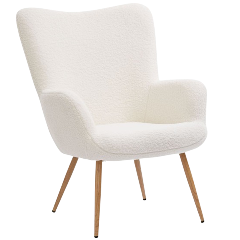 Armchair HUNDESTED off-white teddy/oak colour - JYSK