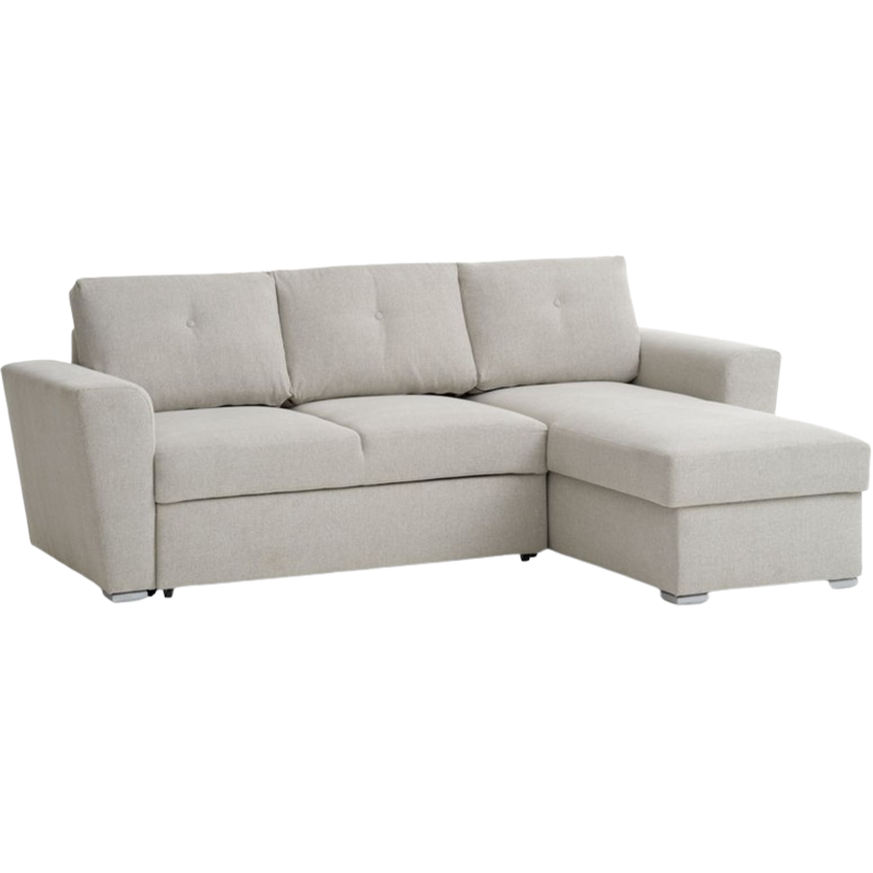 Sofa bed chaise longue VEJLBY light sand fabric - JYSK